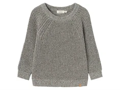Lil Atelier sky gray pullover striktrøje bomuld